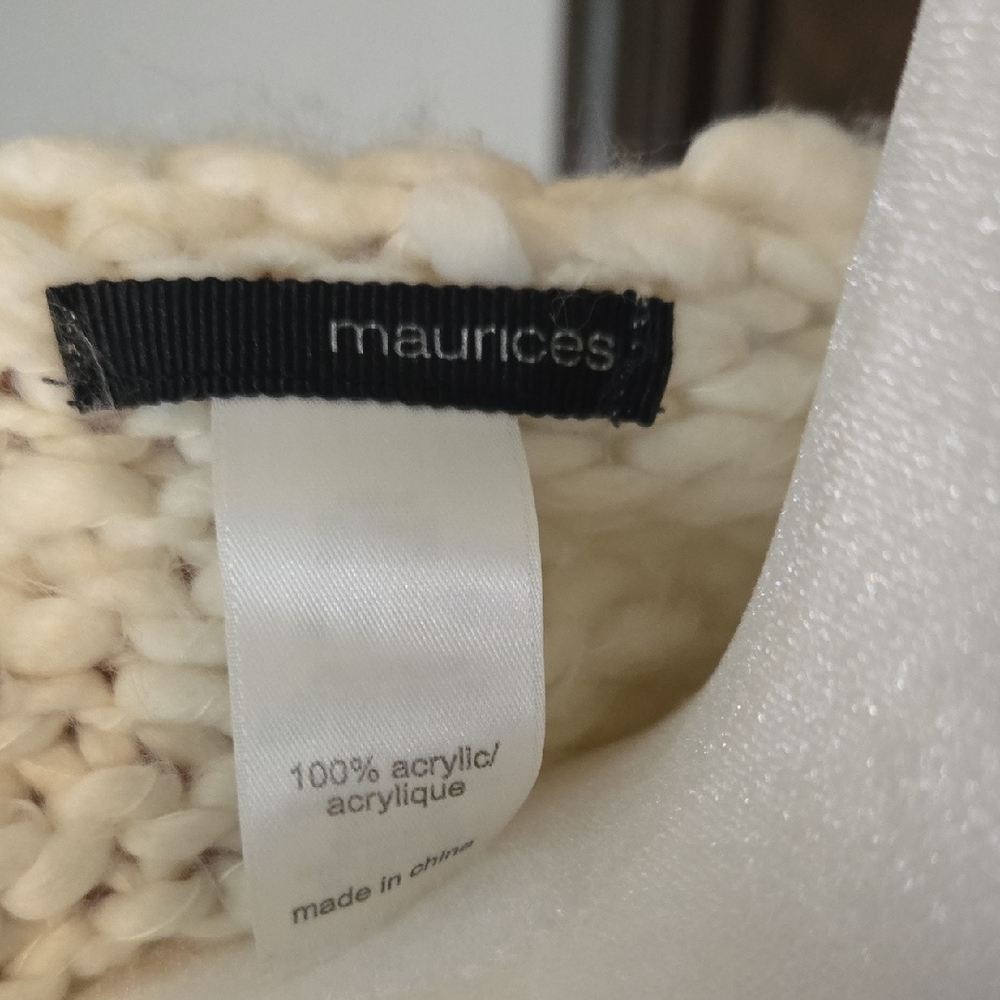Maurices Cream Knit Scarf with Fringe - Picture 3 of 5